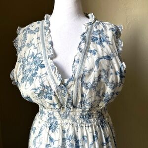 Max Studio Blue & White Toile Maxi Dress - XL